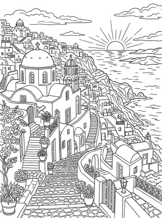 Santorini'de gün batımı